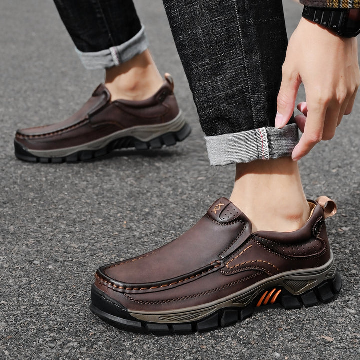 Genuine leather orthopedic boots for men, comfortable design, suitable for all-day wear