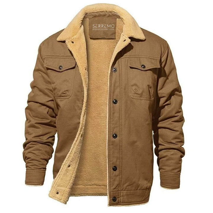 Stylish men's winter coat, designed for outdoor activities, offering warmth and protection from elements
