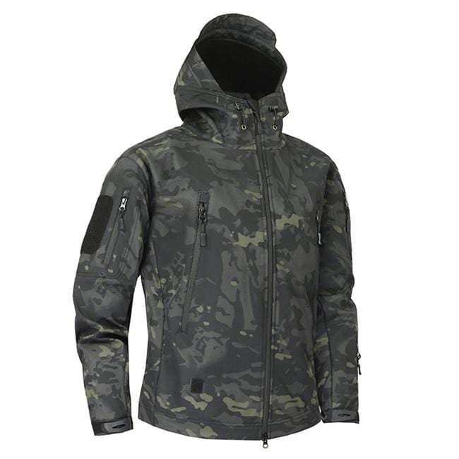 Men's winter coat, camouflage hooded design with waterproof polyester for extreme weather