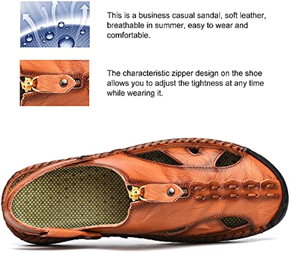 Men's stylish closed-toe leather sandals, perfect for casual outdoor wear