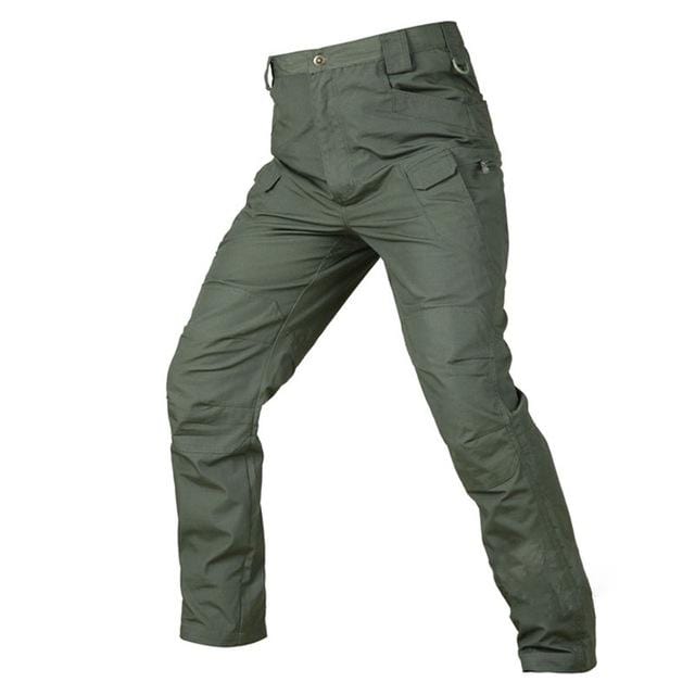 Men's ripstop cargo pants in black, designed for tactical outdoor activities, featuring durable and water-repellent fabric.