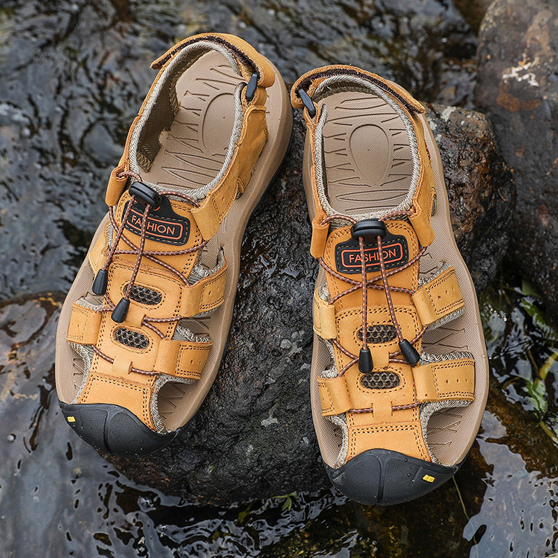 Adjustable men's outdoor sandals with multiple velcro straps for a personalized, secure fit