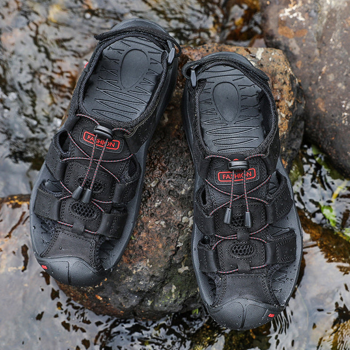Men's outdoor sports sandals, showcasing a rugged sole for superior grip on diverse surfaces