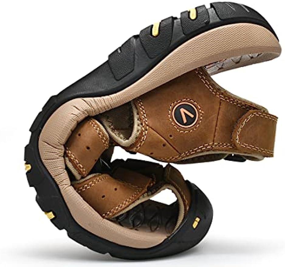 Side view of men's leather sport sandals, highlighting the water-friendly design and robust construction
