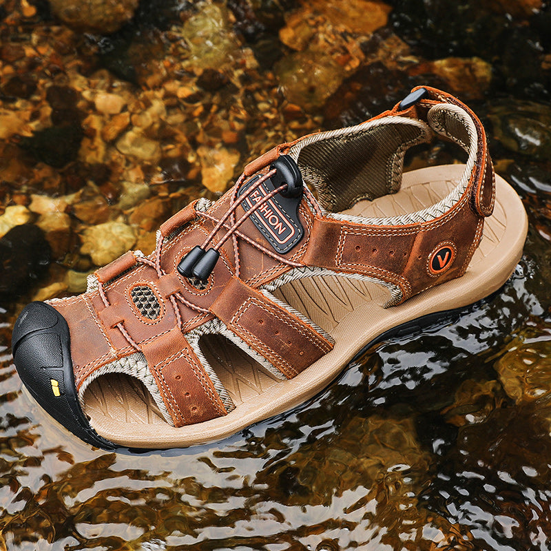 Men's hiking ready sandals, providing the necessary support for challenging trails