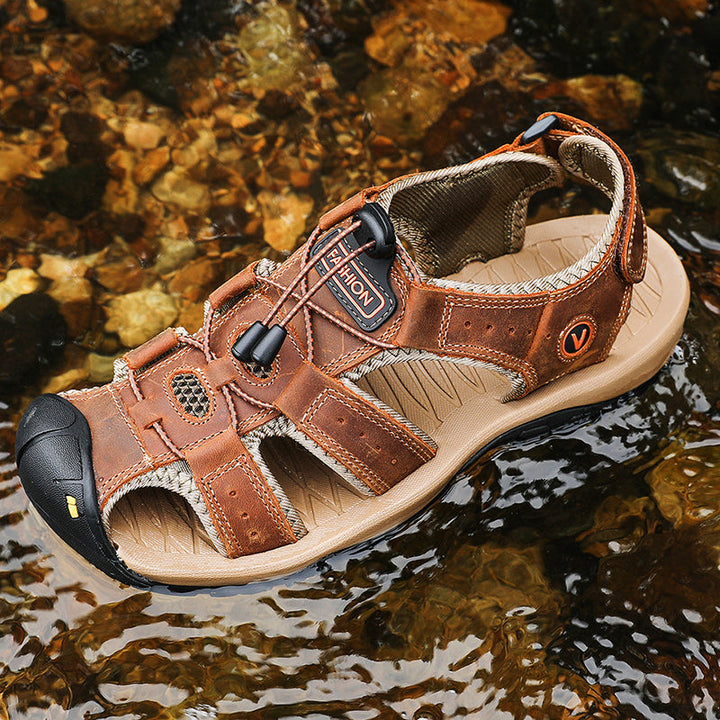 Men's hiking ready sandals, providing the necessary support for challenging trails