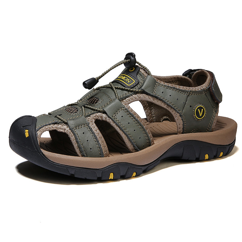 Sporty men's sandals with thick, anti-slip sole, ensuring stability on wet or uneven surfaces