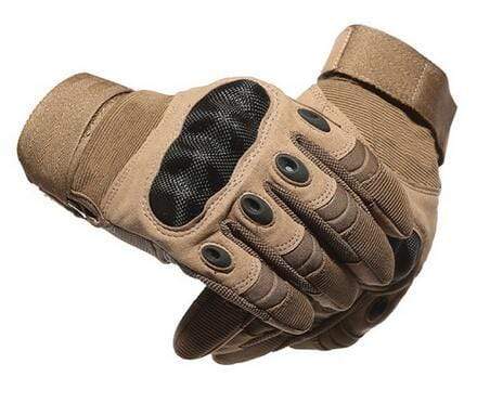 Pair of men's full-finger tactical gloves in black, perfect for outdoor activities like cycling & climbing.