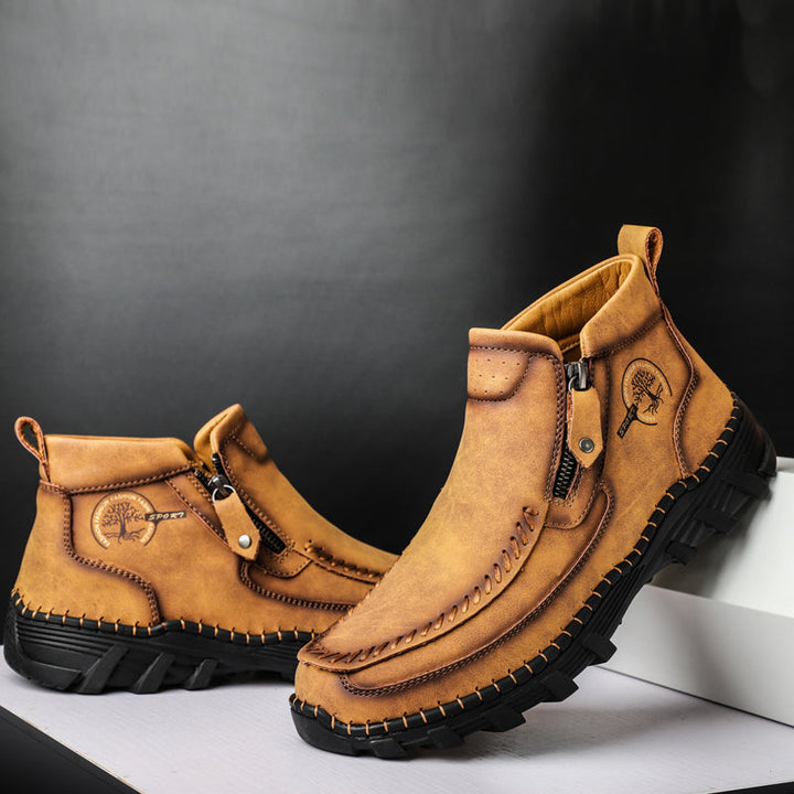 Orthopedic work boots for men, featuring a convenient side zipper for easy wear