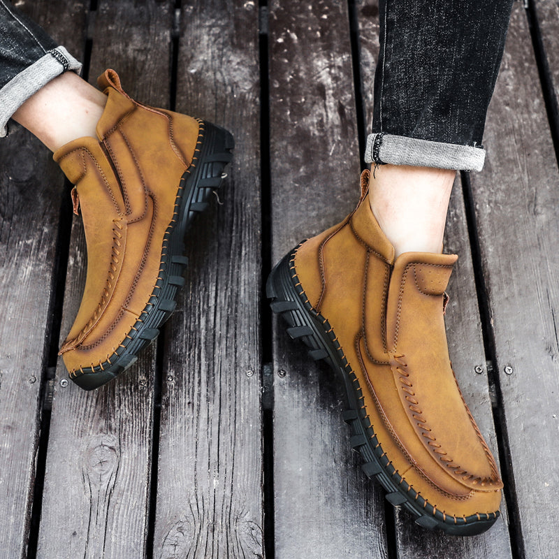 Men's slip-resistant work boots, leather, orthopedic, perfect for challenging terrains