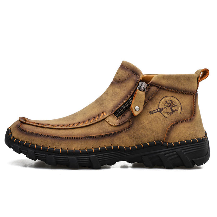 Men's orthopedic casual boots, easy-on zipper, ideal for urban and outdoor exploration