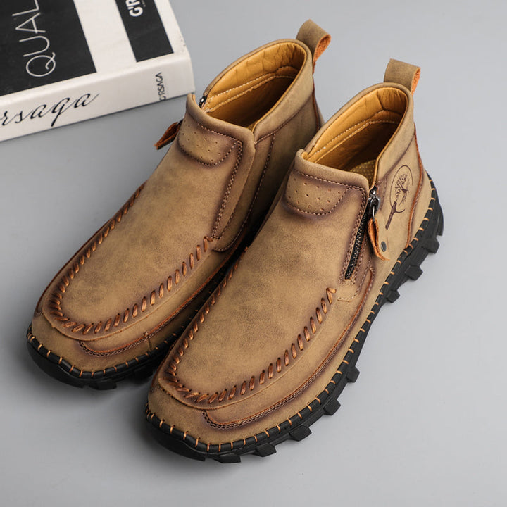 Men's versatile outdoor orthopedic boots, rich brown leather, for any occasion