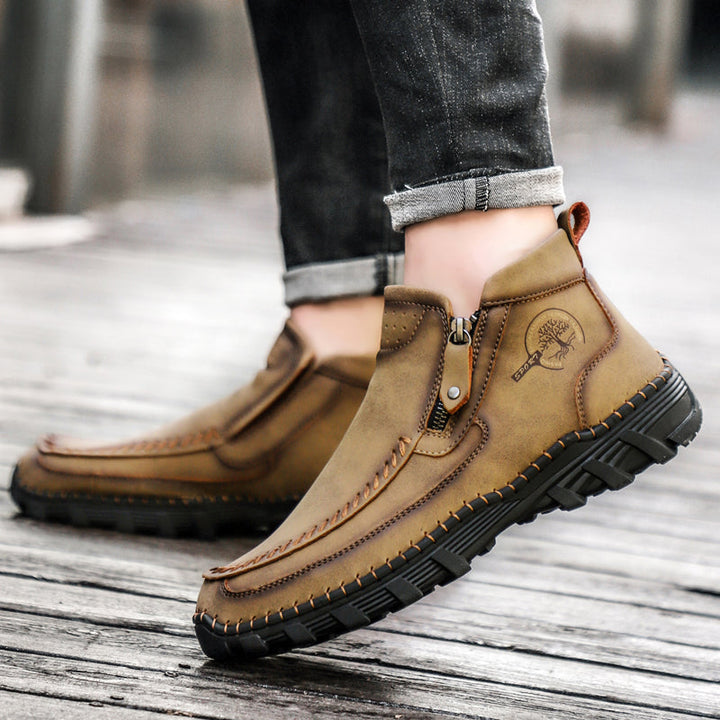 Men's work boots, brown, orthopedic, offering excellent grip and stability