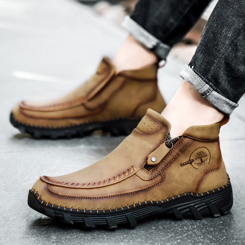 Men's leather work boots, orthopedic, providing essential support for demanding jobs