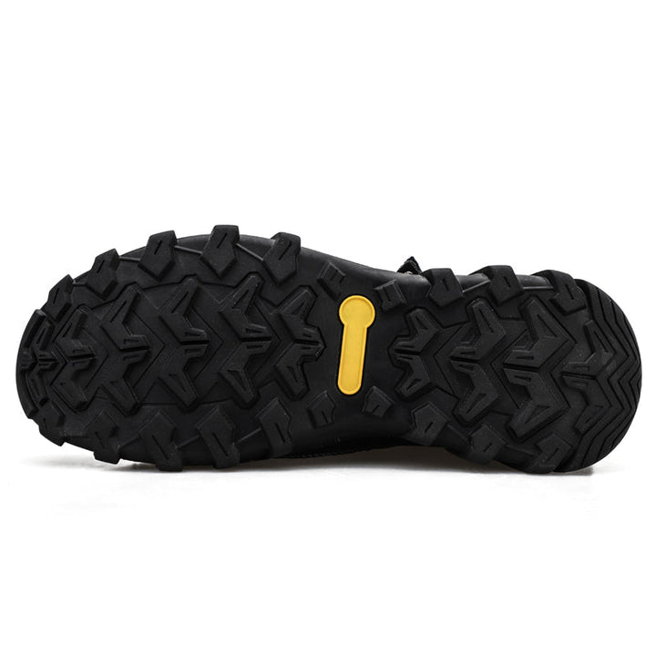 Close-up of the durable sole on men's slip-resistant orthopedic work boots