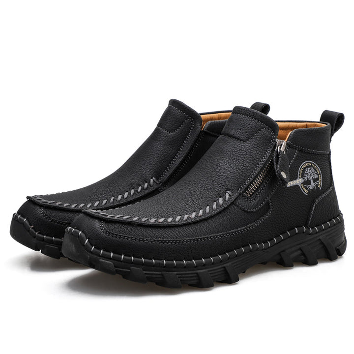 Orthopedic men's work boots, high-quality leather, designed for resilience