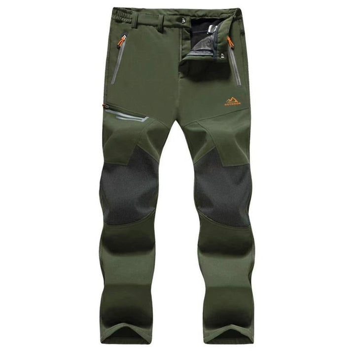 Men's outdoor trekking pants, durable softshell, water-resistant for hiking adventures