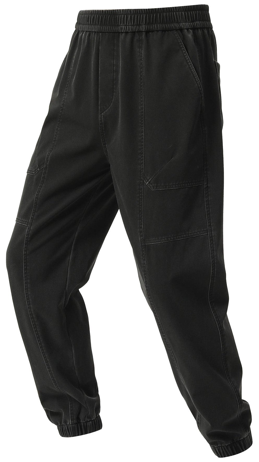 Men's Performance Athletic Jogger Pants in black, side view, showing tapered fit & ankle cuff