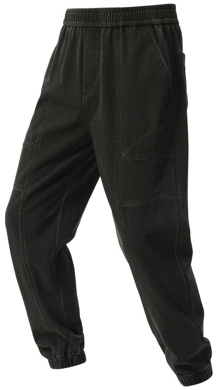 Men's Performance Athletic Jogger Pants in black, side view, showing tapered fit & ankle cuff