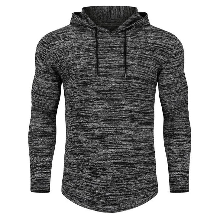Men's performance workout hoodie, charcoal, tapered fit, gym apparel, comfortable cotton blend