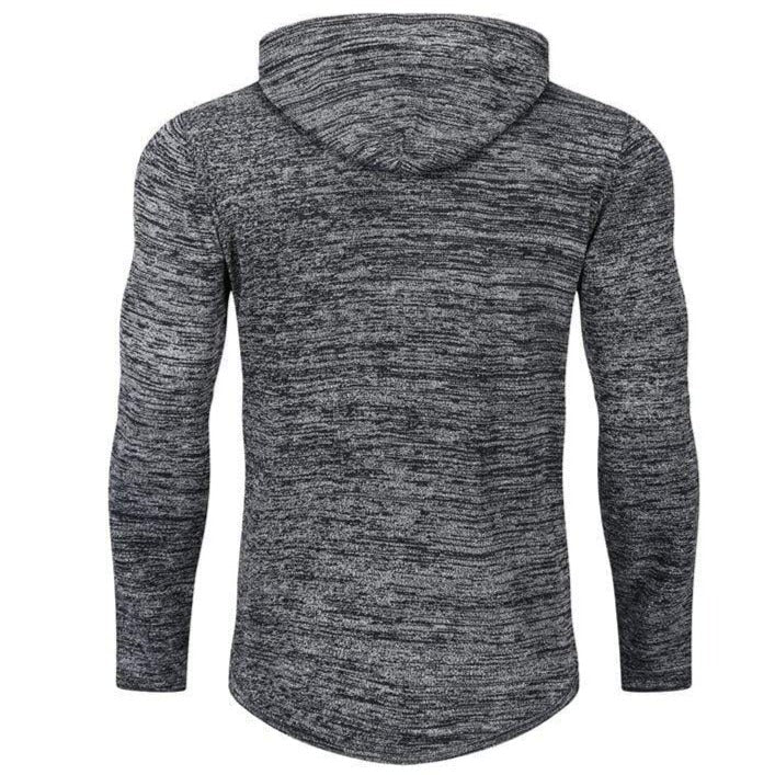Classic black men's workout hoodie, tapered fit, ideal for training and everyday wear