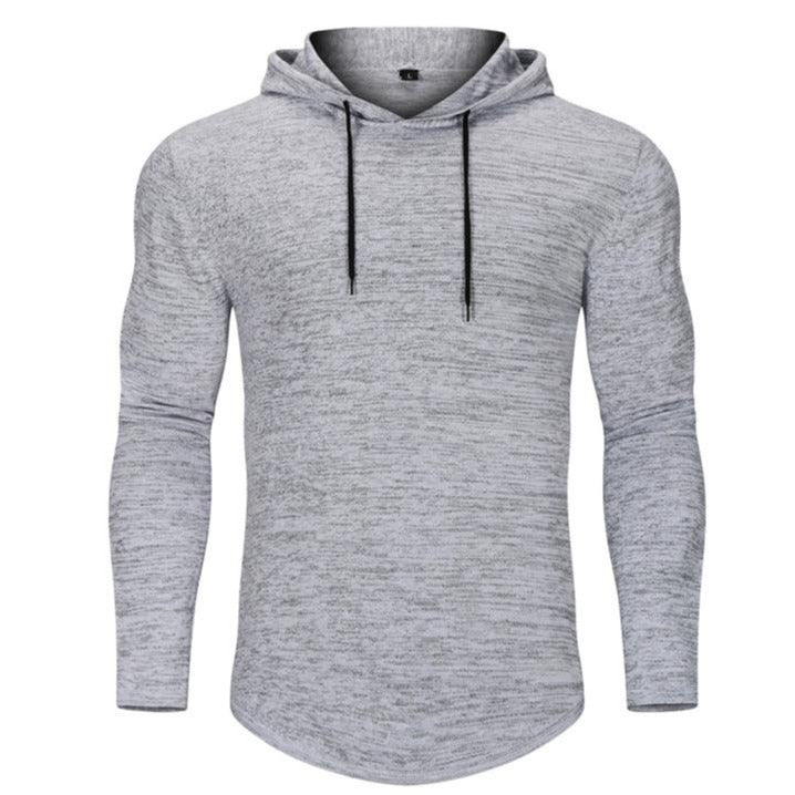 Tapered fit men's performance hoodie, light grey, athletic wear, comfortable and stylish