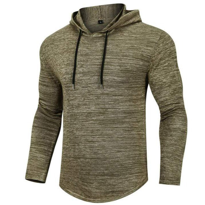 Red men's athletic hoodie with tapered fit, high performance workout and casual wear