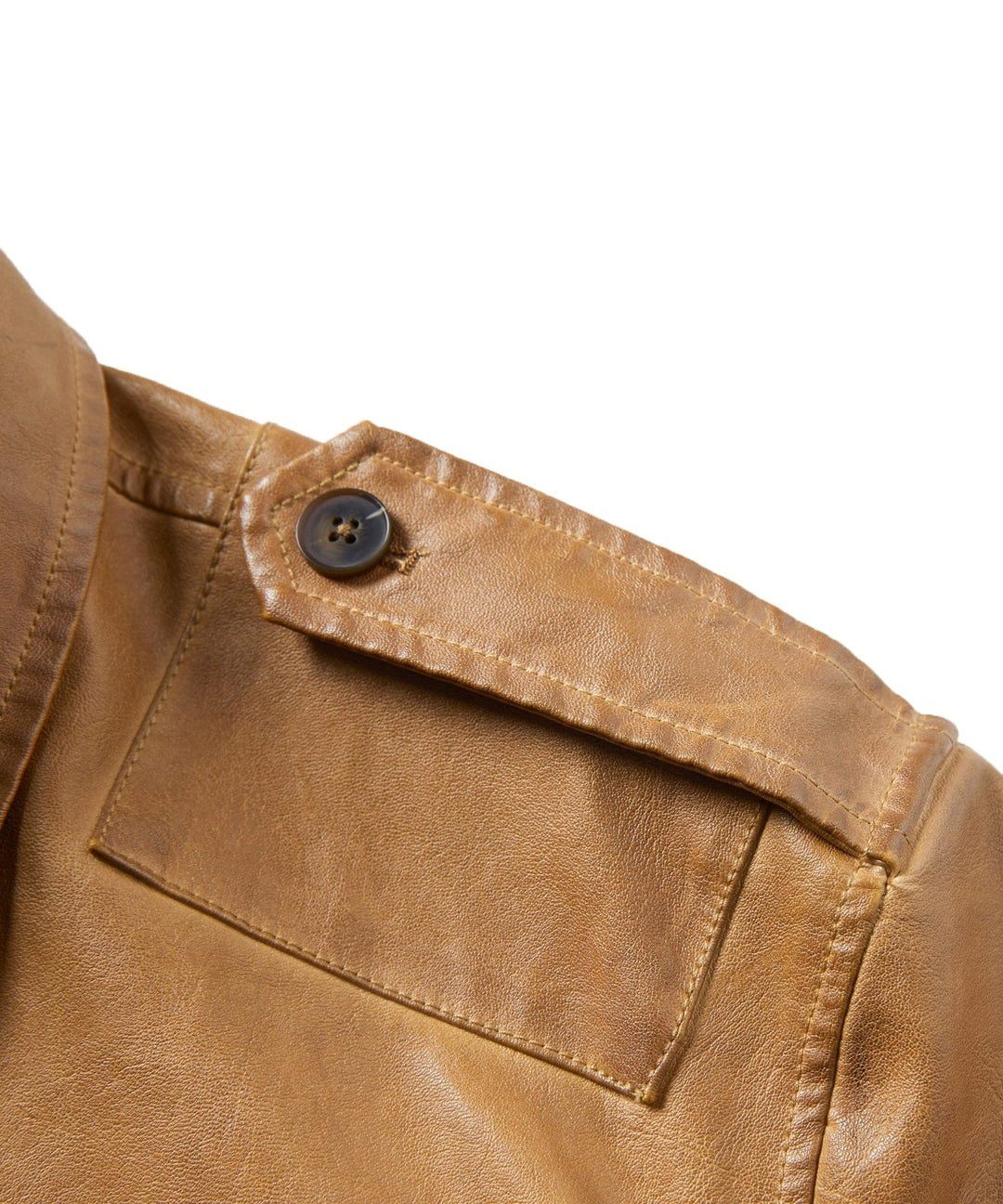 Back view of Men's Pioneer PU Leather Jacket, highlighting its field jacket design and rugged mens fashion