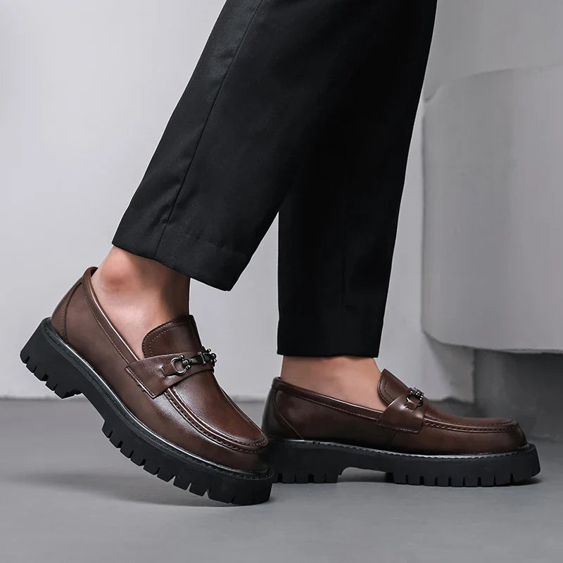 Stylish men's polished loafers, perfect business casual slip-on dress shoes for modern fashion.