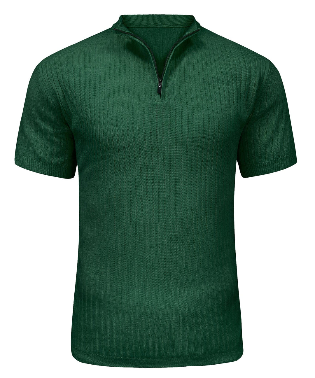 Men's long sleeve polyester zip shirt paired with jeans; casual and versatile.
