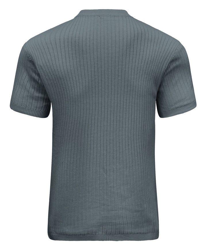 Men's zip-up casual shirt in a studio setting, full length; contemporary men's fashion.