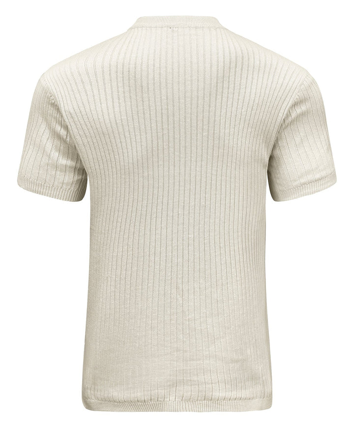 Close-up of the collar on a men's polyester zip-up shirt; modern casual look.