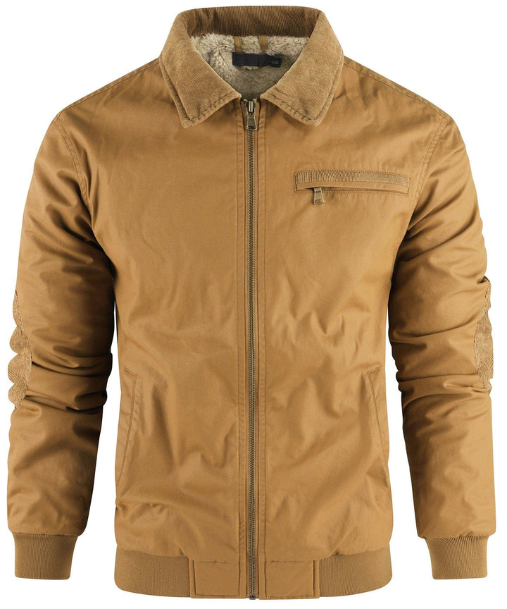 Premium quality men's bomber jacket, fleece-lined, in an urban setting