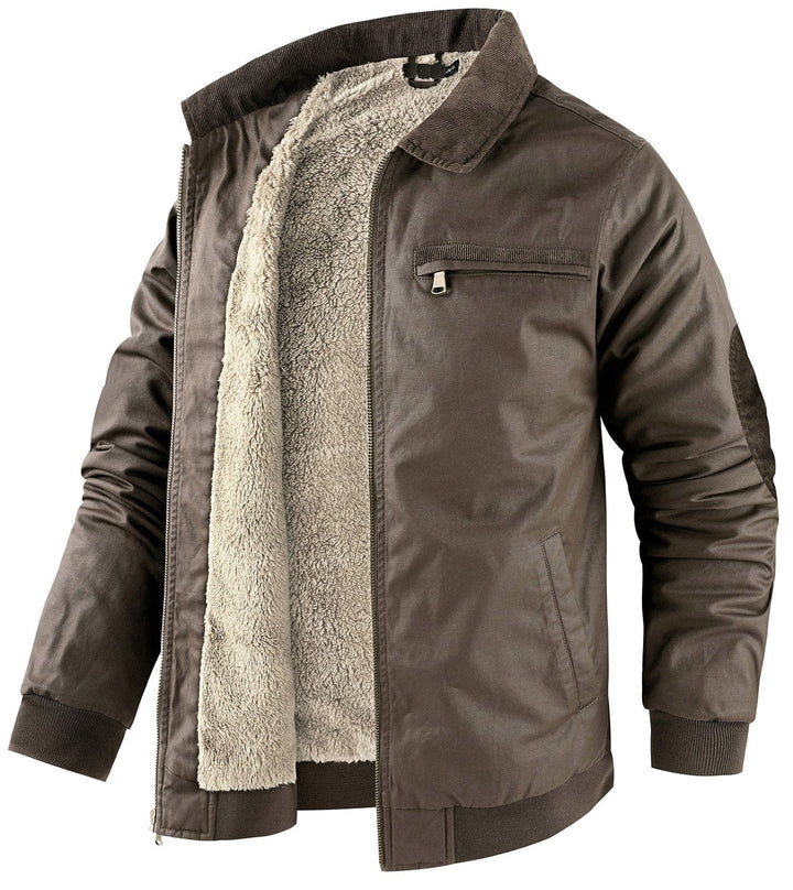 Fleece-lined bomber jacket for men, offering warmth and style in winter