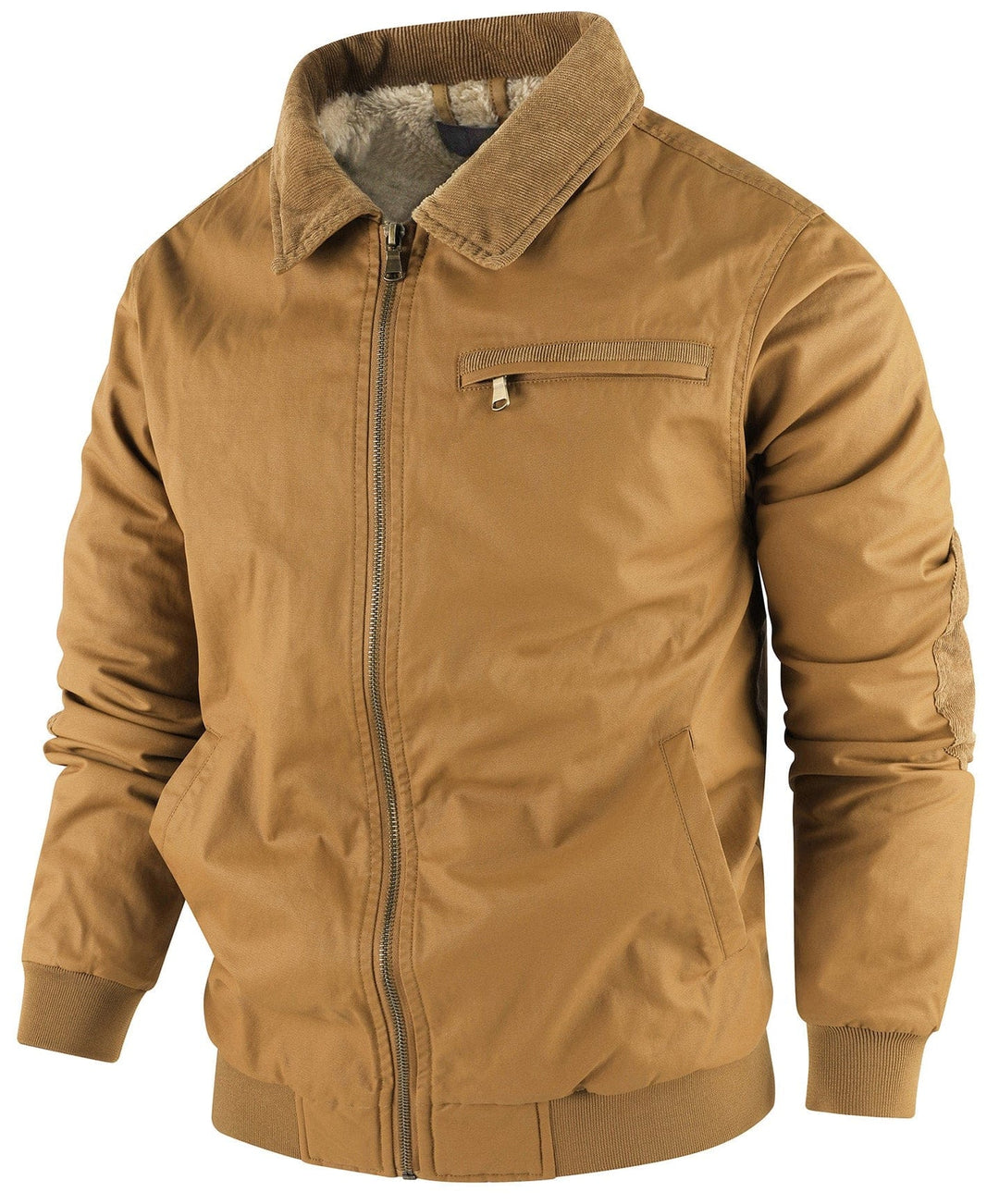 Classic black men's bomber jacket, fleece-lined, perfect for everyday wear