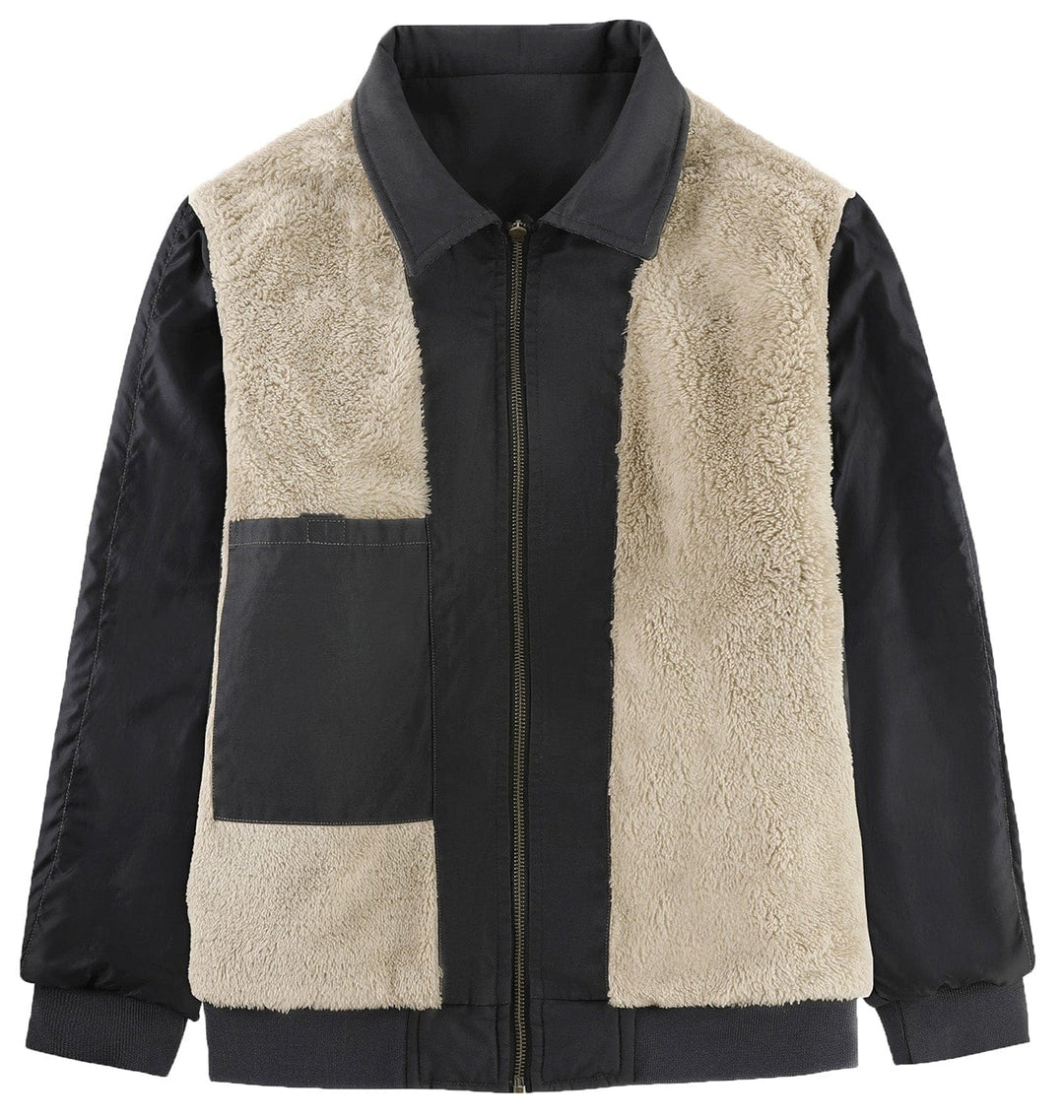 Fashionable fleece-lined men's bomber jacket with durable construction