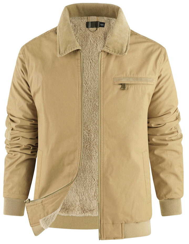 Back view of men's premium bomber jacket, fleece-lined, ideal winter outerwear
