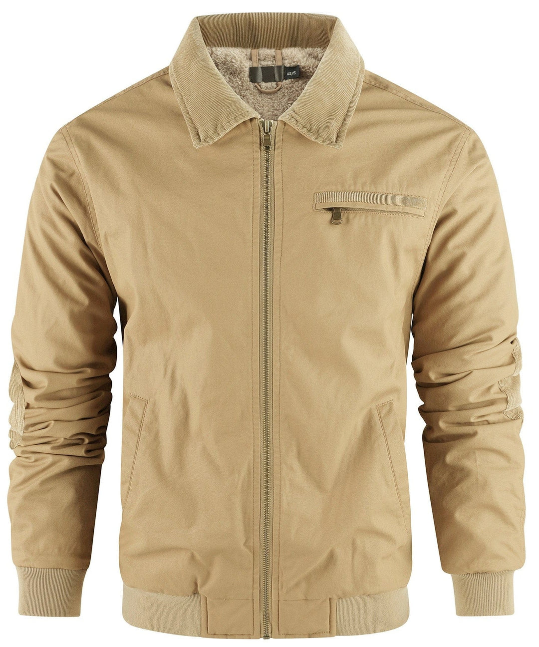 Men's casual bomber jacket in navy blue, fleece-lined for cold weather