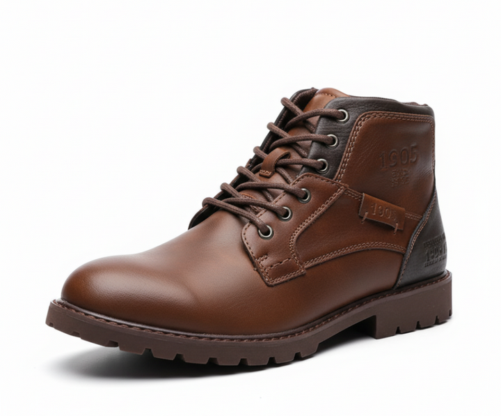 Stylish men's brown leather boots, versatile for both casual outings and formal occasions
