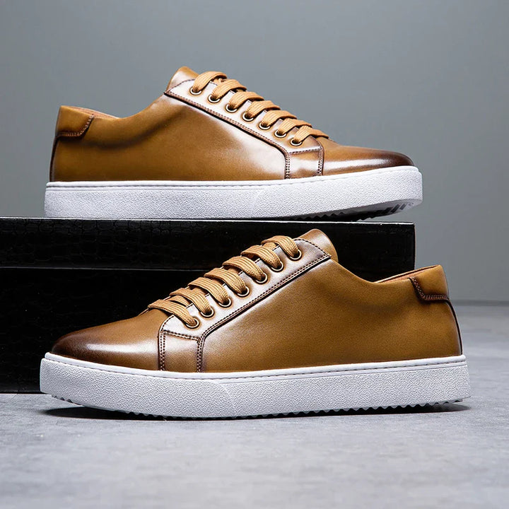 Men's brown leather sneakers, perfect blend of comfort and casual fashion footwear