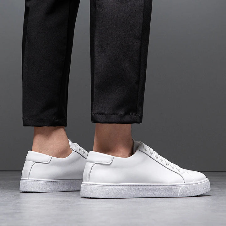 Detail of the comfortable interior of men's genuine leather sneakers, everyday shoes