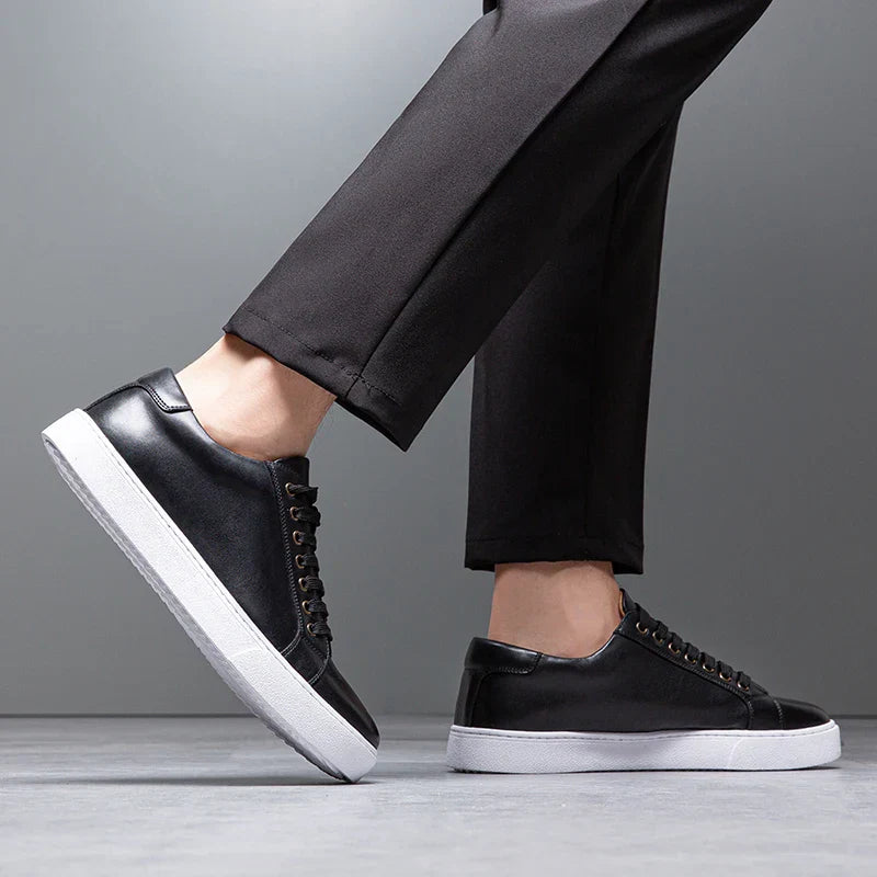 Men's brown premium leather sneakers, perfect for casual fashion & everyday comfort
