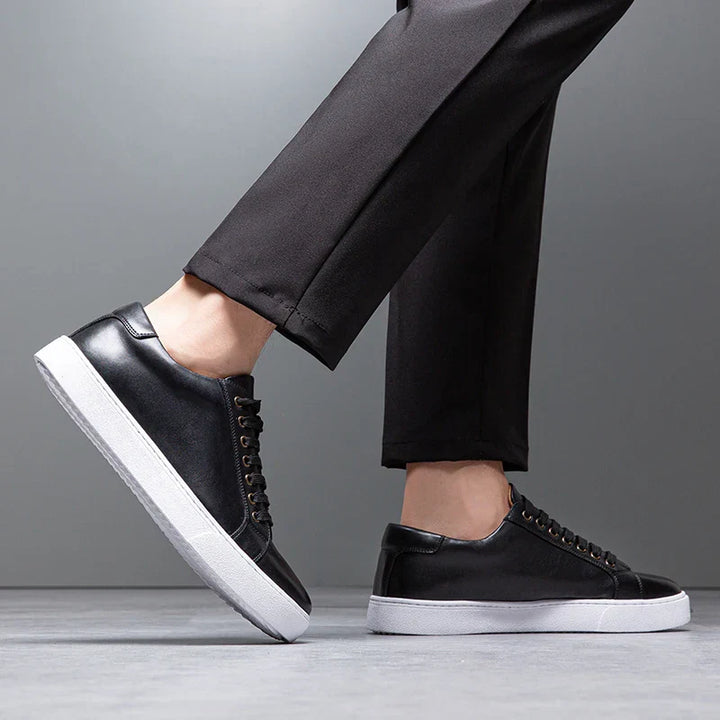 Men's brown premium leather sneakers, perfect for casual fashion & everyday comfort