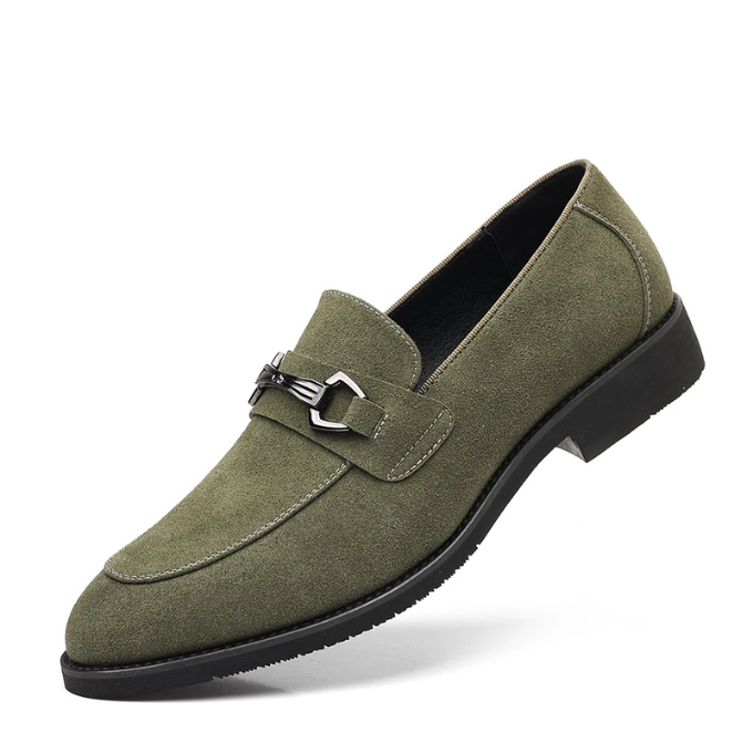 Elegant men's deep blue suede slip-on loafers, a blend of modern style and comfort.