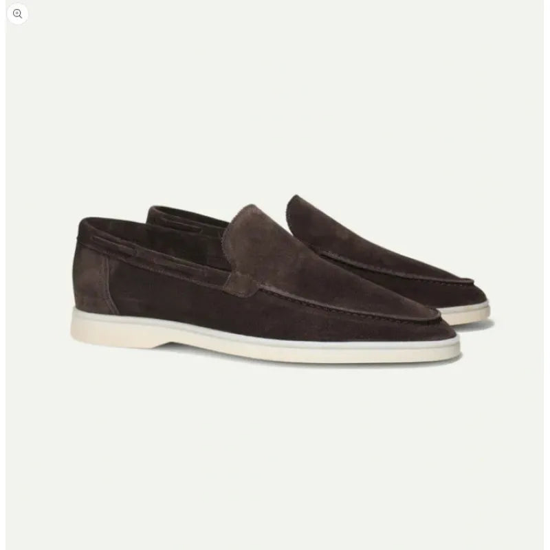 Stylish men's black suede slip-on loafers, designed for comfort and elegance, essential men's footwear.