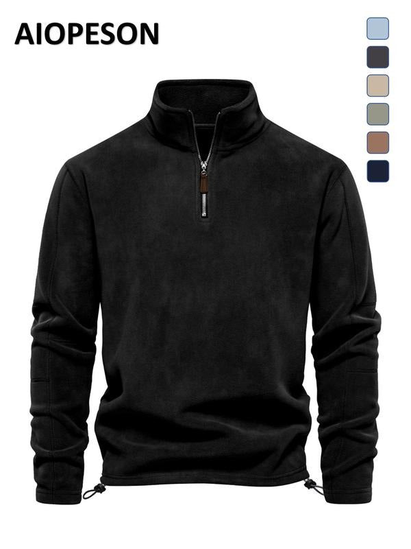 Men's premium brushed microfleece quarter zip pullover in a classic fit, ideal for casual wear