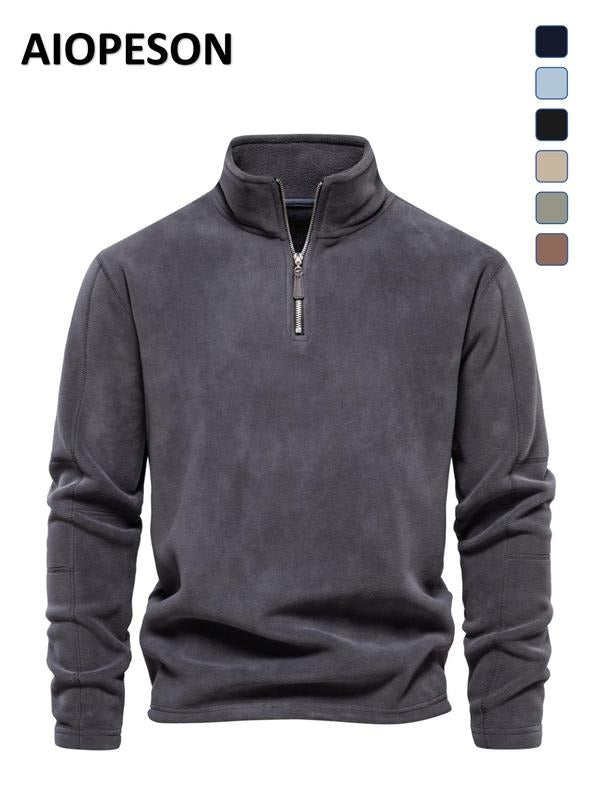 Soft men's microfleece quarter zip top, perfect for layering and adding warmth to winter fashion