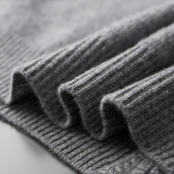 Stylish flat lay of a men's cashmere blend zip jacket in khaki, ready for a sophisticated outfit.
