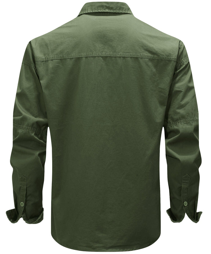 Men's Premium Cotton Terrain Trek Shirt in a neutral grey, front view, ideal for everyday casual wear.