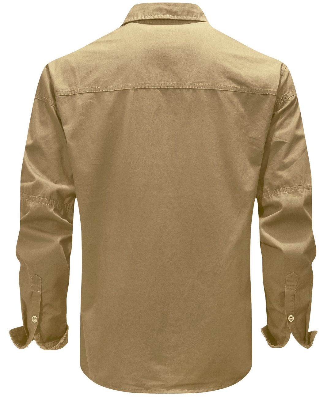 Man's arm wearing the short sleeve Men's Premium Cotton Terrain Trek Shirt, emphasizing breathability.